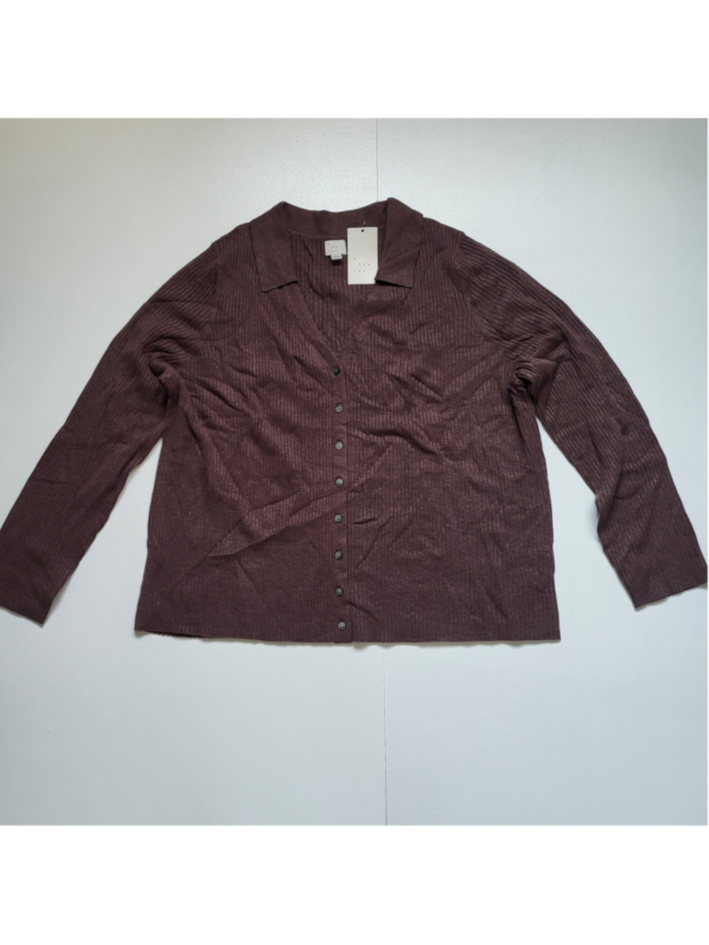 Women's Plus Size A New Day Ribbed Button-Down Sweater – Brown – Size 2XL – NWT - Picture 2 of 10